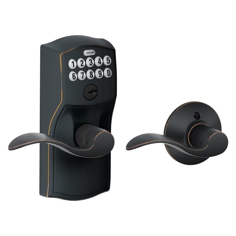 Accent Keypad Lever with Camelot Trim, Yes, Aged Bronze, Keyed Alike