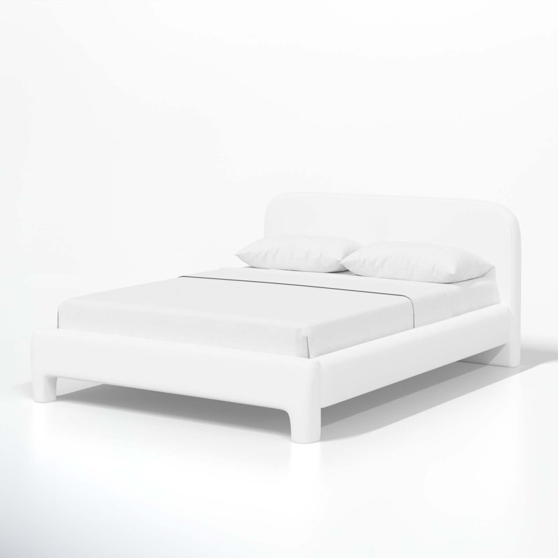 Illy Upholstered Standard Bed, California King, White Performance Twill