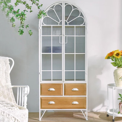 Blanc + vitrines en bois massif Burlywood