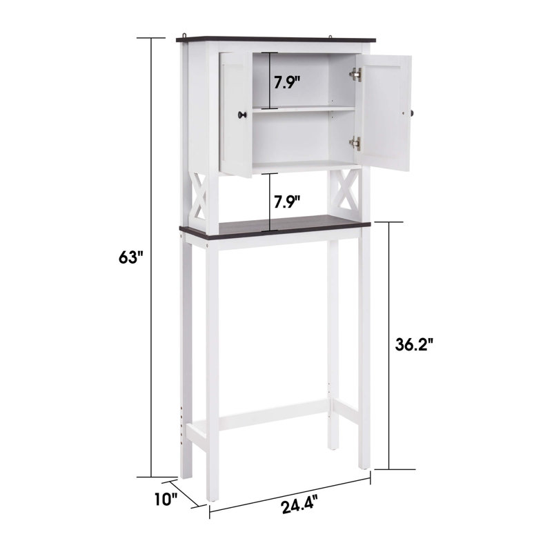 Freestanding Over The Toilet Storage Cabinet with 3-Tier Shelves, Space Saver for Bathroom Laundry Restroom