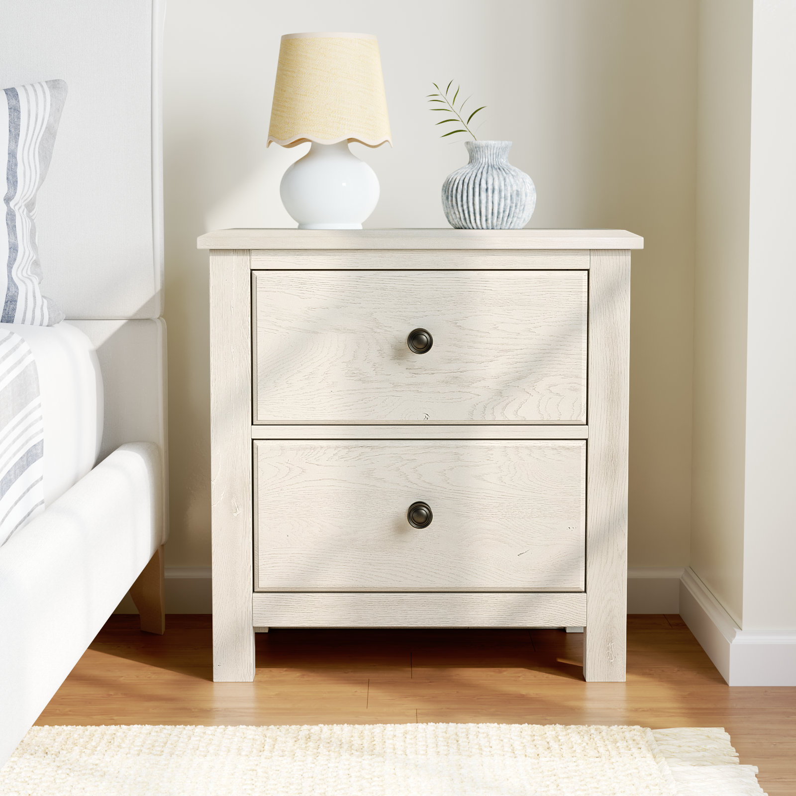 Lewin Oak Nightstand, Weathered White
