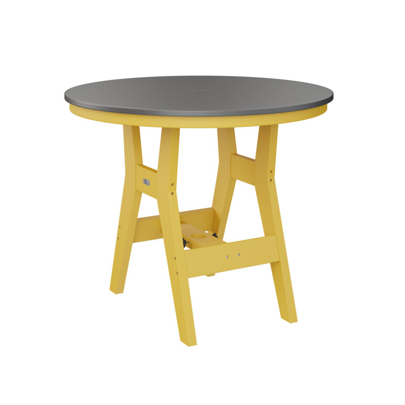 Table de salle à manger Harbor, Jaune soleil levant, H 30,37 po x l 38 po x P 38 po, Acier inoxydable martelé