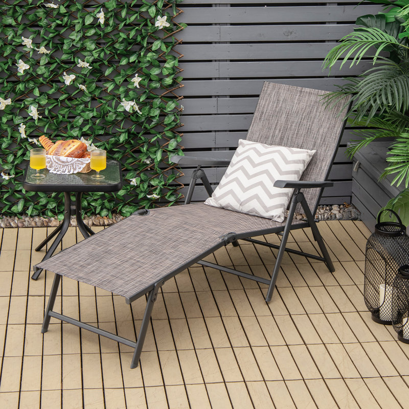 Kemyra Outdoor Metal Chaise Lounge, Gray, 1 Piece