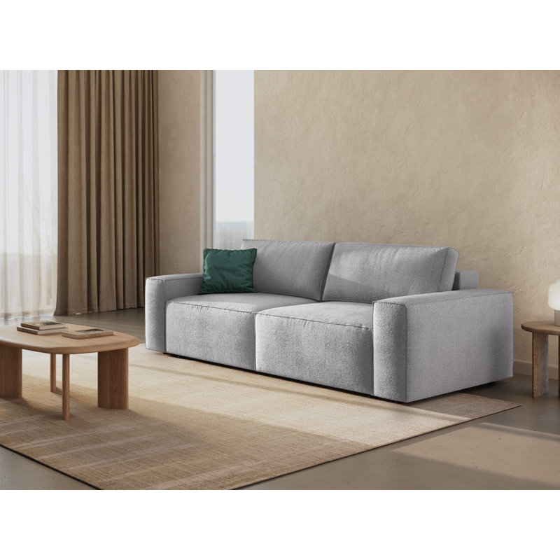 Biles 4 Seater Boucle Sofa Bed, Light Grey