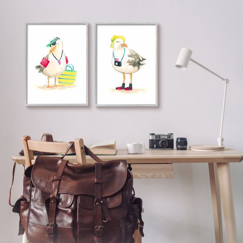Sea Bird Touristes, impression sur bois 2 pièces, H 20 po x l 32 po x P 1,5 po, Estampe numérique Farmhouse