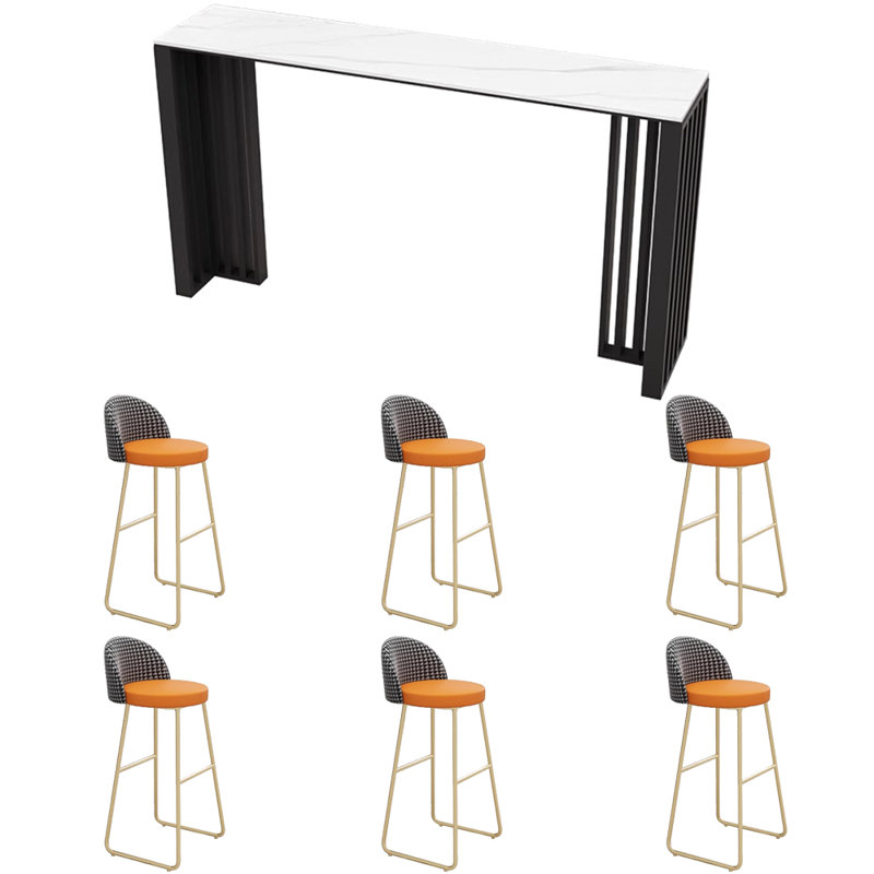 Tables et chaises de bar légères et luxueuses, H 41,3 po x L 15,7 po x l 78,7 po, 7, Orange / noir / or