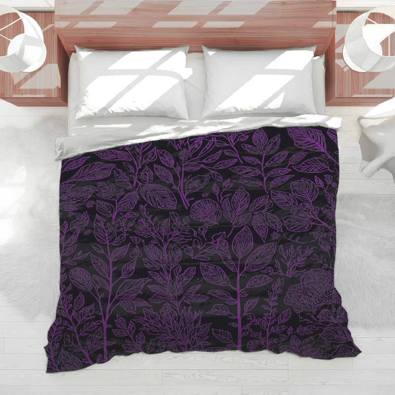 Purple Botanical Illustration Comforter, King