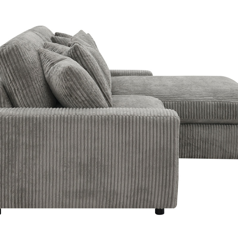 Canapé modulaire réversible en velours côtelé avec 6 coussins