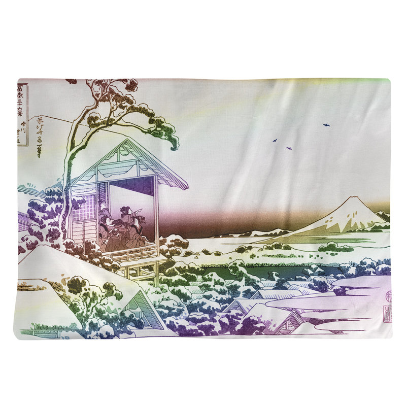 Napperon 18 "Katsushika Hokusai à Koishikawa, Rouge / Bleu / Jaune, Polyester sergé