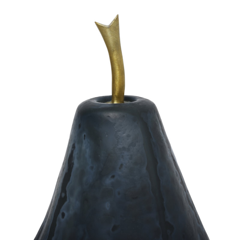 Glass Dark Blue Pear Set Of 2