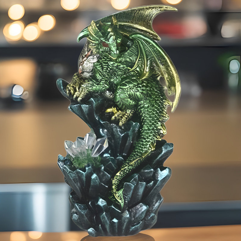 6"H Green Dragon On Icicle Figurine