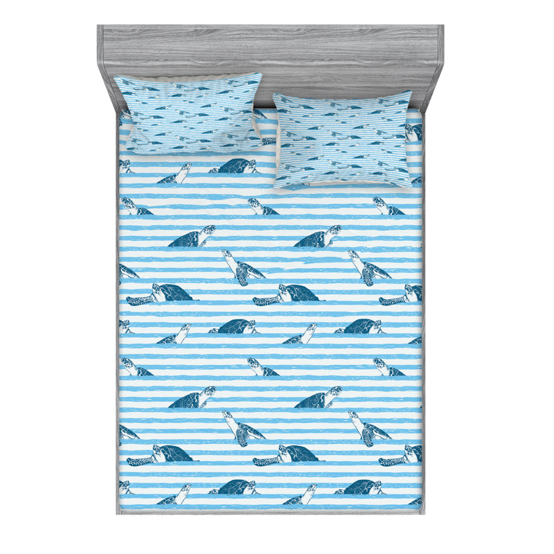 Microfiber Striped Sheet Set, Full Sheet Set with Fitted Sheet
