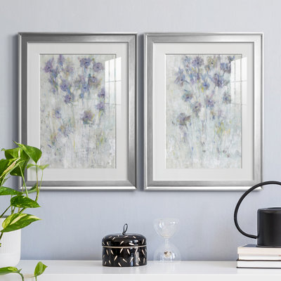 Lavande, Fresque florale I, reproduction encadrée de qualité supérieure - prête à être accrochée