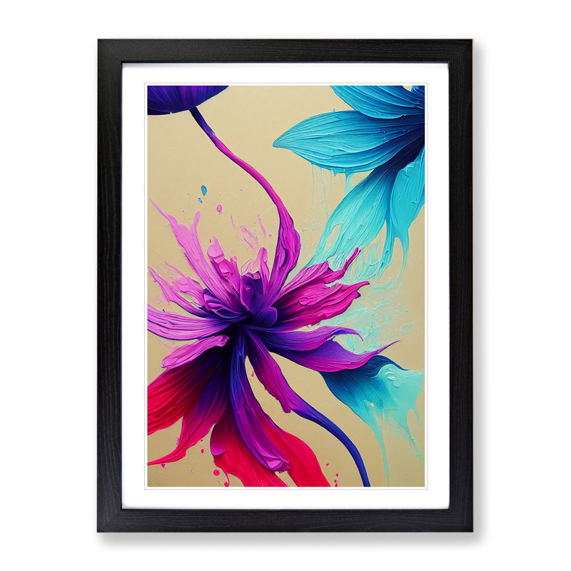 A Flower Abstract - Single Picture Frame Print, 64cm H x 46cm W x 2cm D, Black