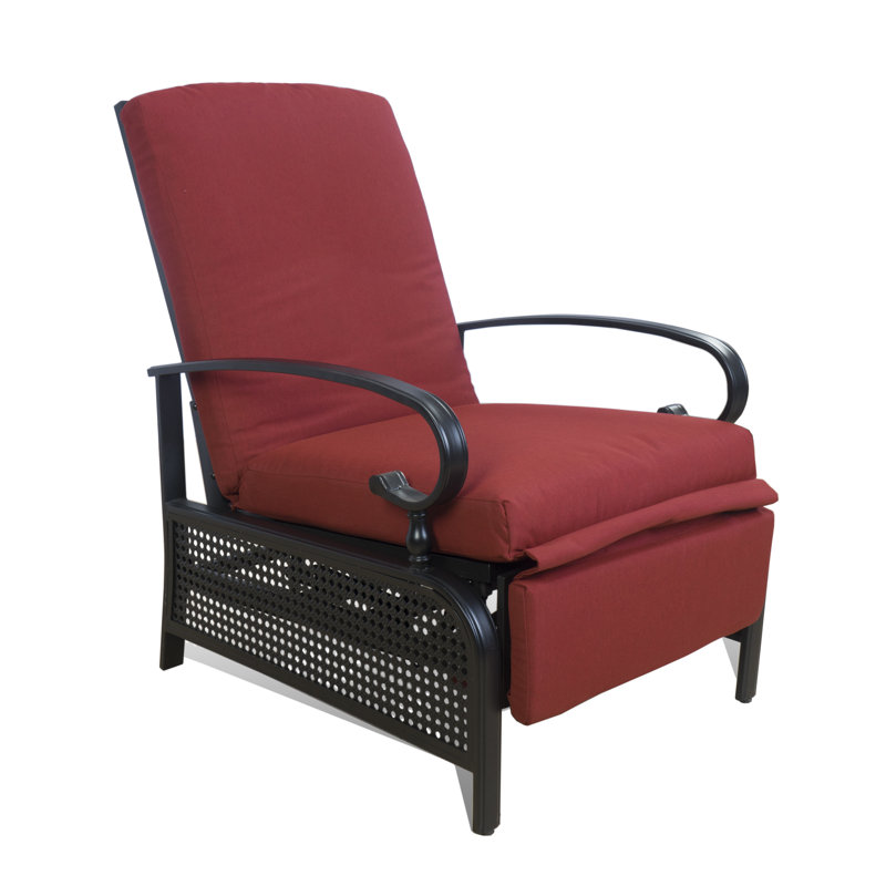 Kozyard Adjustable Outdoor Reclining Lounge Chair, Cushioned Patio Chaise Lounge with Extendable Metal Frame for Sunbathing, Reading & Relaxing – Comfortable Outdoor Recliner(Burgundy)