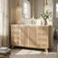 Meuble-lavabo simple de 120 cm (47,2 po) avec lavabo en résine SMC, 8 tiroirs et rangements, design cannelé, style moderne, salle de bain principale