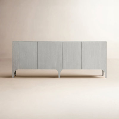Maiya 88" Wide Rubberwood Sideboard, Light Gray Wash