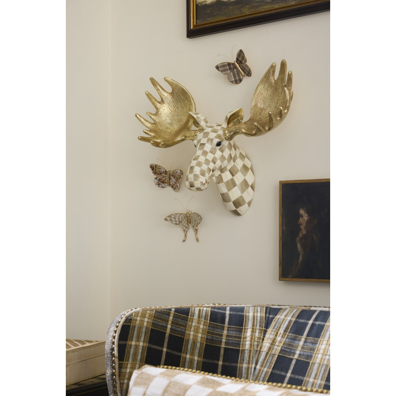 Mocha Check Moose Wall Decor
