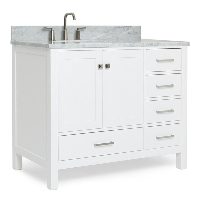 Ensemble de meuble-lavabo simple 43 po Flynt, Nickel brossé, Blanc