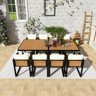 Ensemble de salle à manger de patio 18 pièces avec coussins 18 pièces