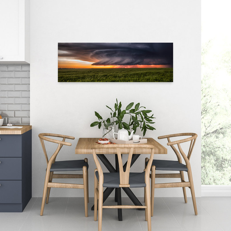 Golden Hour Supercell 1 Piece Wrapped Canvas Panoramic Wall Art, 30.48 cm H x 91.44 cm W