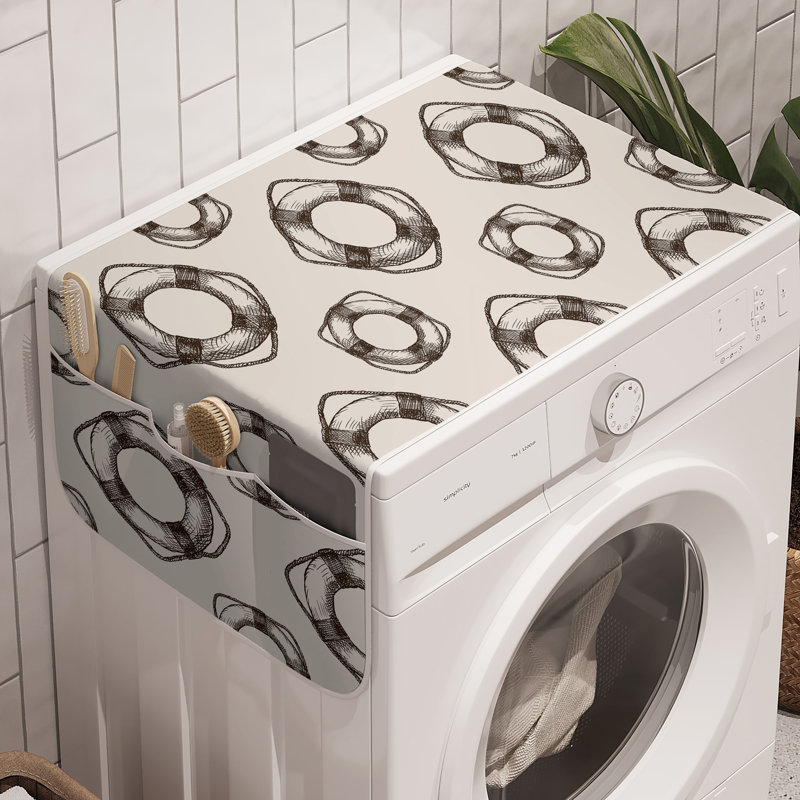 East Urban Home Marine Washing Machine Organizer Pack of 2 47" x 18.5" Eggshell and Charcoal Grey