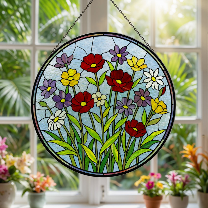 Panneau de vitrail de jardin 12 "H 12", H 12 po x l 12 po
