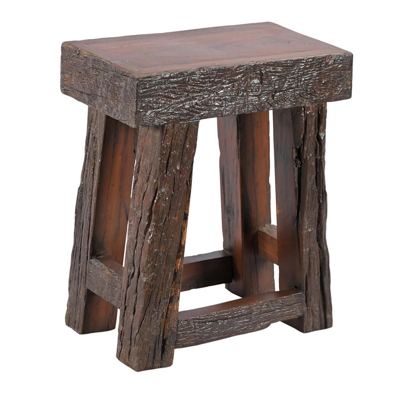 Tabouret de bar rustique en bois de teck recyclé pour îlot de cuisine