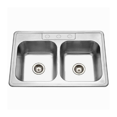 Glowtone 33'' L Double Bowl Stainless Steel Kitchen Sink