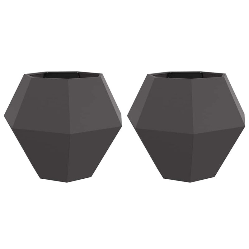 Planter 2 Pcs Steel, Black, 80cm H x 100cm W x 100cm D