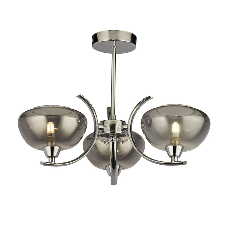 Glass Semi Flush Mount, 3 Lights