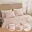 Housse de couette pour grand lit rose, coton doux et confortable, bords effilochés, ajustement précis du matelas, housse pour impression à base de plantes sécuritaire, douceur de la peau, après le lavage, couverture double, teinture