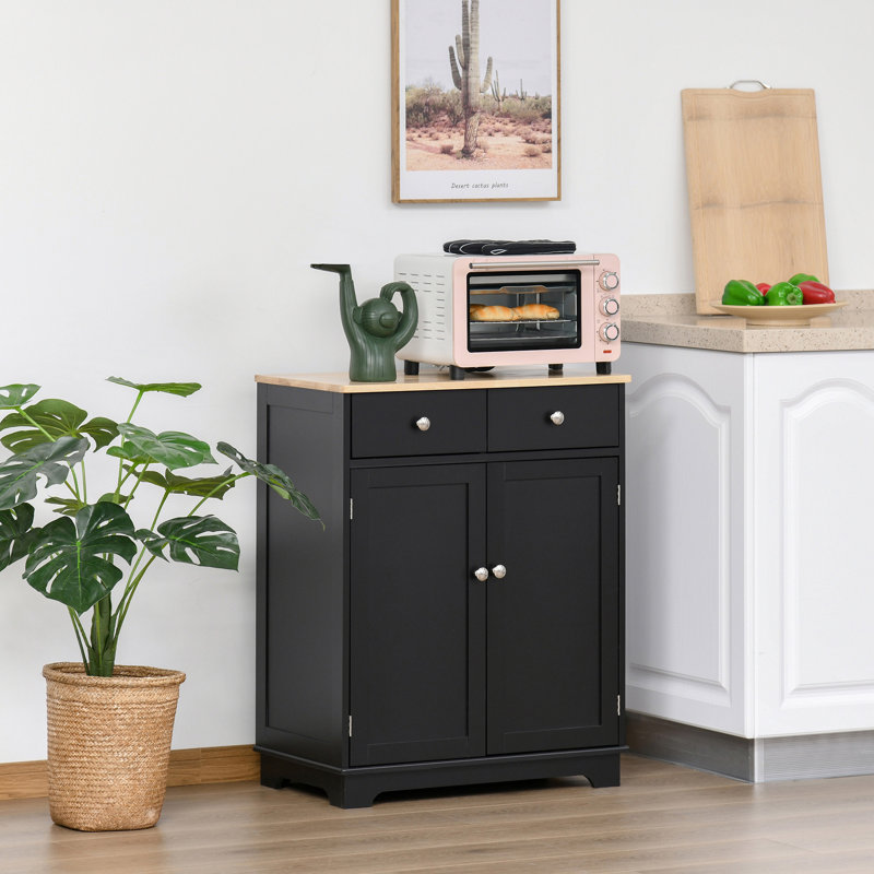 Armoire avec 2 tiroirs et tablettes réglables, Noir, noir, noir, noir