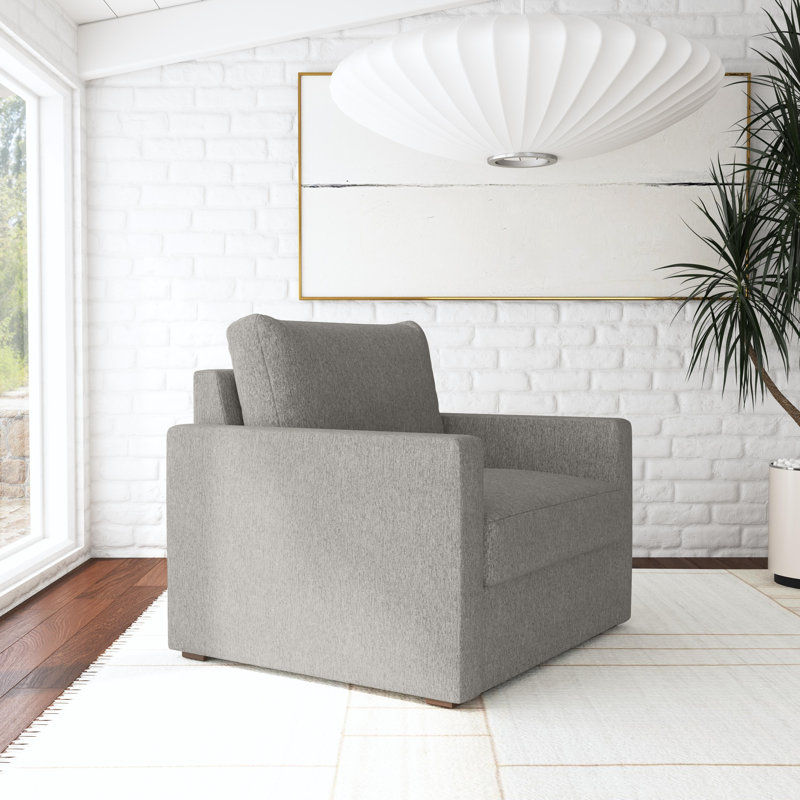 Flex 49" Polyester Modular Wide Arm Armchair, Pebble Dark Gray Polyester Blend, 37" H x 41" W x 38" D