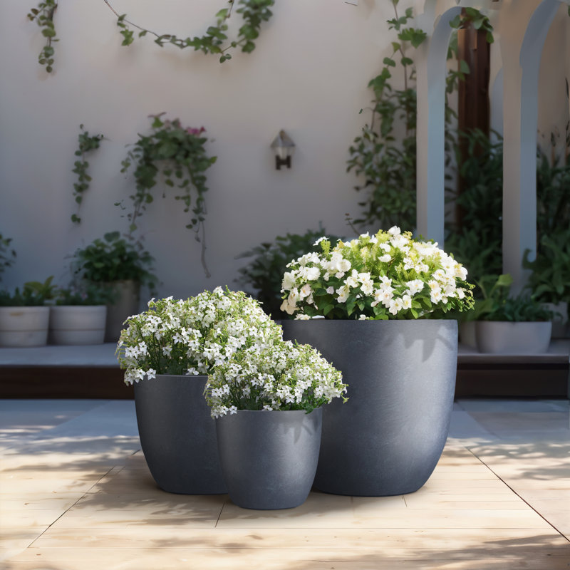 Lughan Handmade Pot Planter, Granite Gray