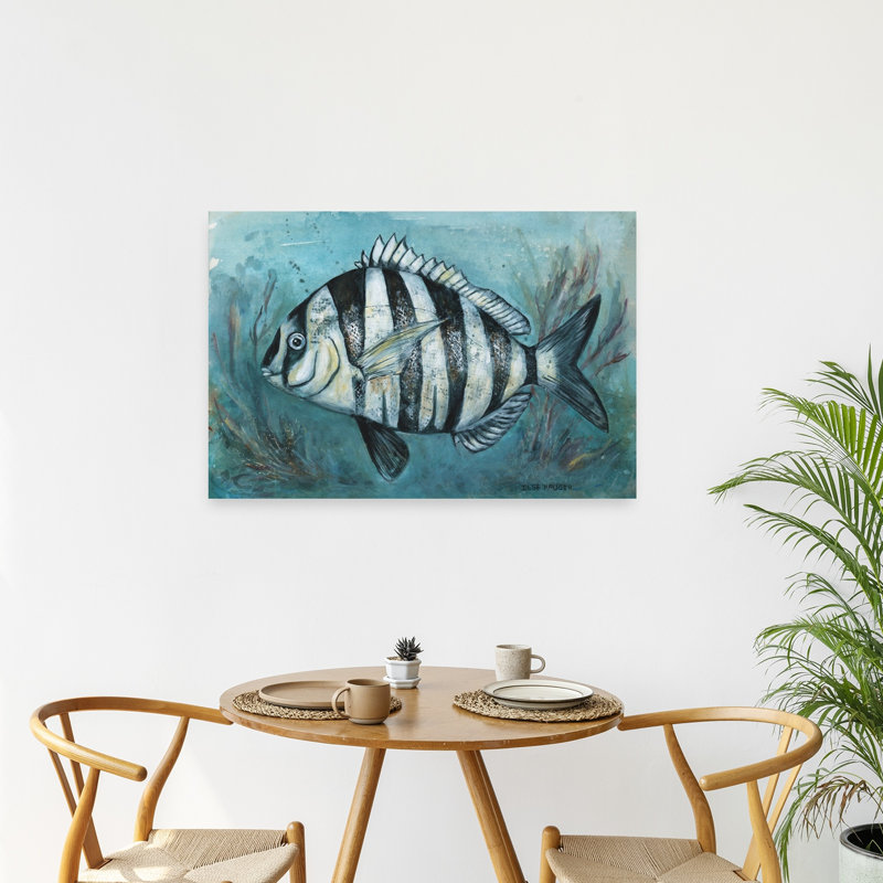 Reproduction d'art mural rayé océan pacifique serein paisible serein zèbre, 24" H x 36" W