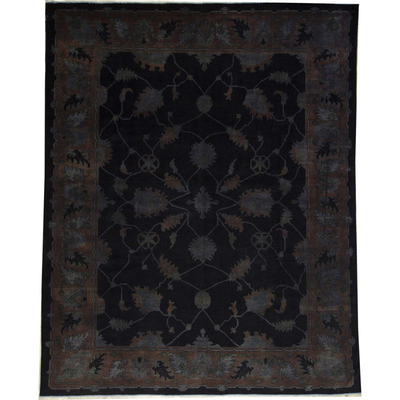 Wool Oriental Area Rug in Black