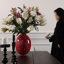 Vases de table en céramique rouge à pois faits à la main