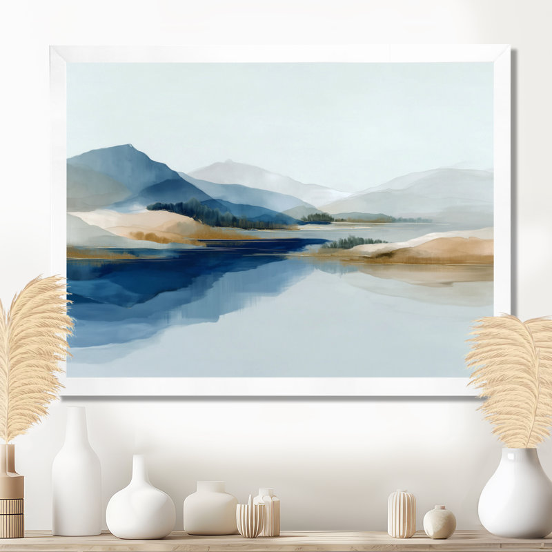 «Blue Waves Heights Golden Coastal - Waves», reproduction d'art sur toile, paysage bleu, H 34 po x l 44 po, Blanc