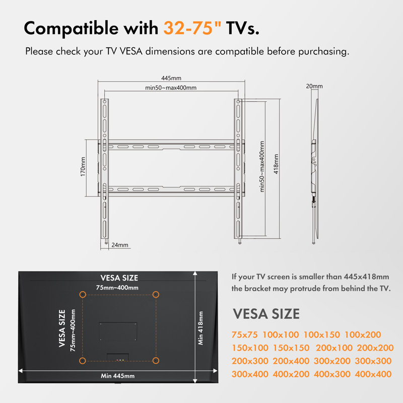 VonHaus Single Screen Wall Mount
