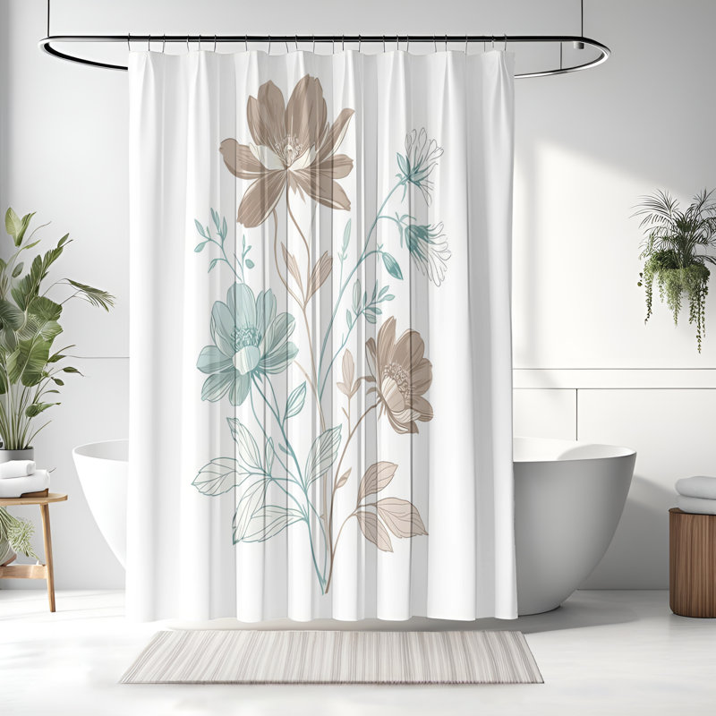Rideau de douche avec tapis de bain, H 83 po x l 70 po