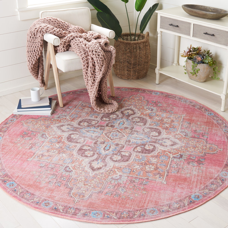 Coreta Performance Machine Washable Oriental Rug, Round 8'