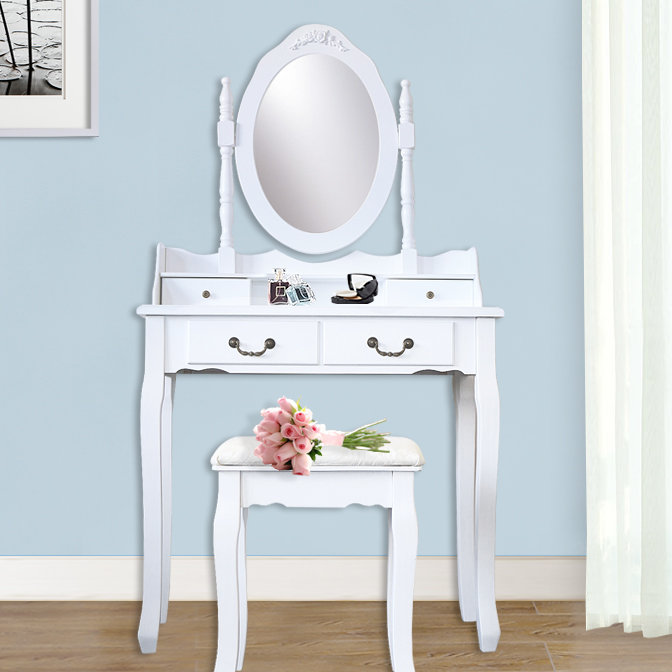 Ophelia & Co. Kistler Wood 4 Drawer Vanity Set with Mirror & Reviews ...