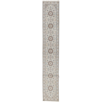 Chemin de table beige et gris noué à la main de haute qualité
