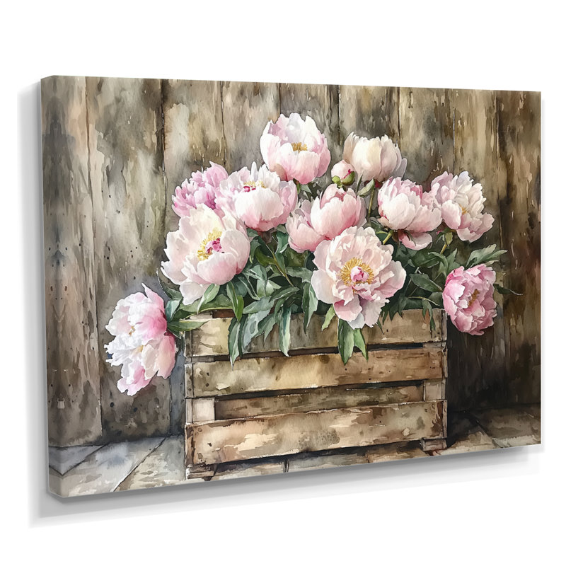 Pivoine campagnarde - Bouquet de pivoines, H 30 po x l 40 po, Toile tendue, Ne s’applique pas