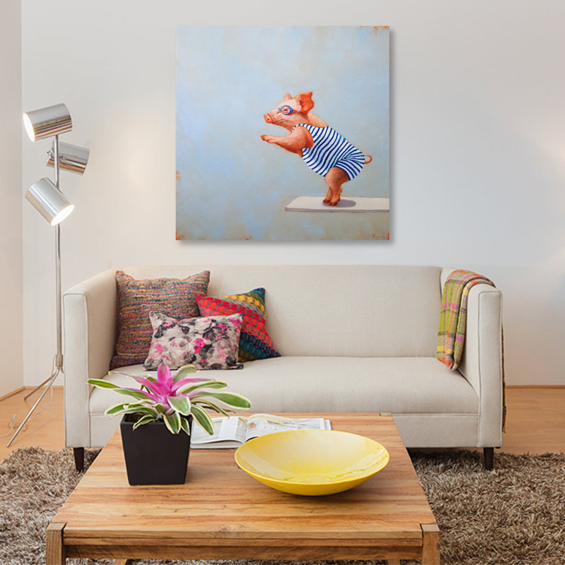 « the plongée », reproduction sur toile, H 12 po x l 12 po x P 0,75 po, Toile tendue, Pas de tapis