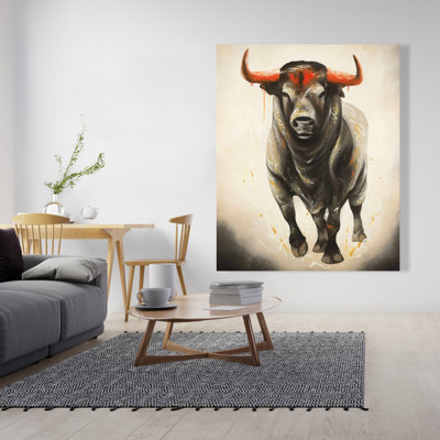 Impression sur toile de féroce taureau - Western Animal Home Decor