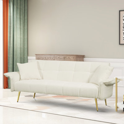 Emerence Modern 70" Teddy Velvet Sofa Soft Cushion Couch with Two Throw Pillows for Living Room and Office by Mercer41
