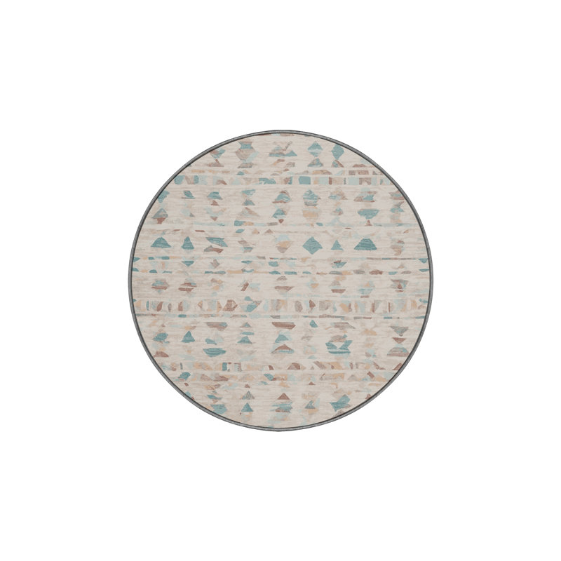 Machine Washable Gray Area Rug, Round 4'