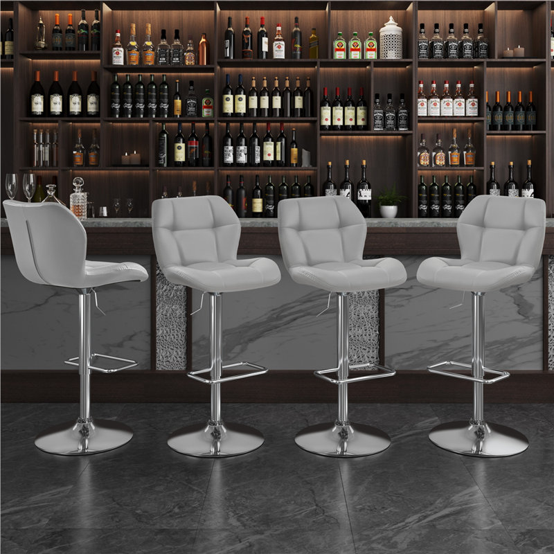 color Height Adjustable Swivel Bar Stools, Light Grey
